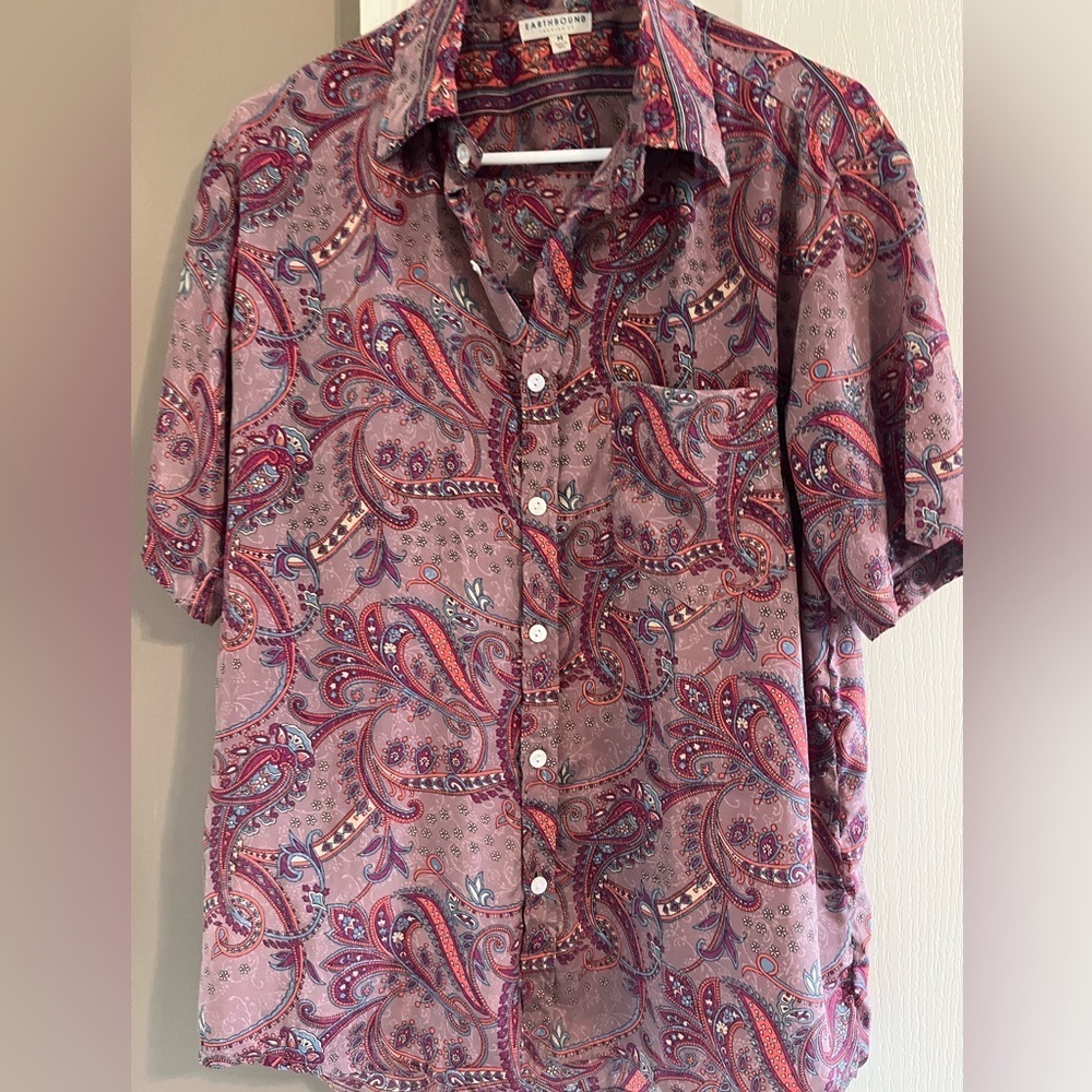 EARTHBOUND TRADING Co. Paisley Y2K boho  Print Button medium